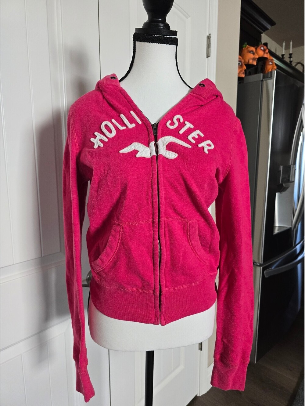 Hollister Magenta Pink Zip-Up Hoodie, Women's Size M Runs Small Y2K, Surf Grunge